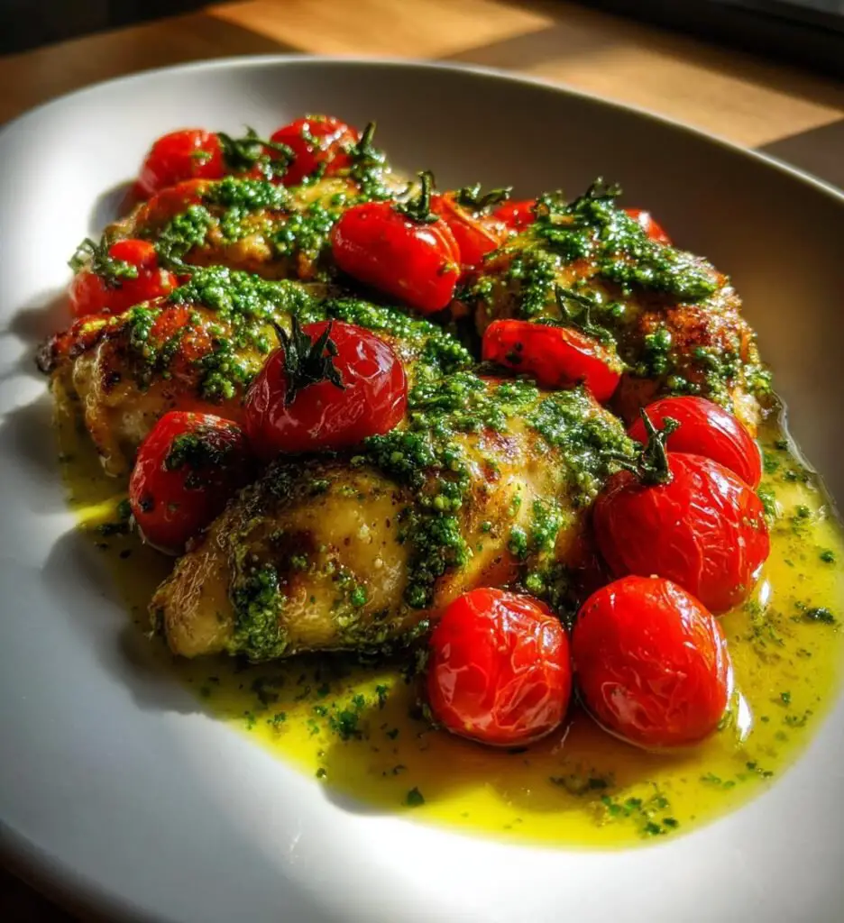 Kurczak z pesto i pomidorkami koktajlowymi