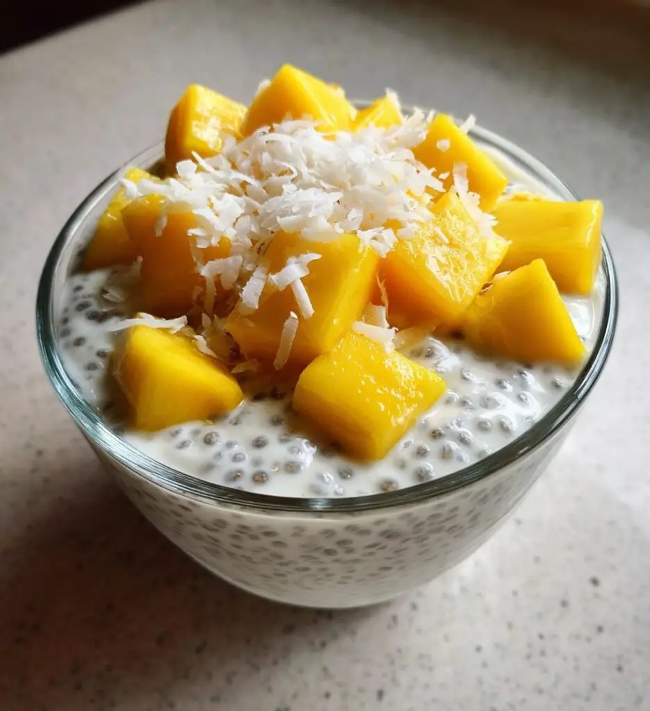 Pudding chia z mlekiem kokosowym i mango