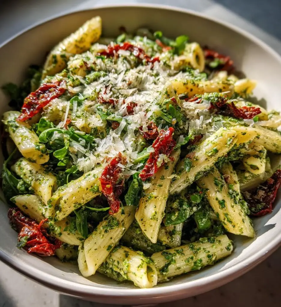 Sałatka makaronowa z pesto i rukolą